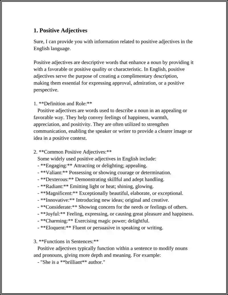 Positive Adjectives 3