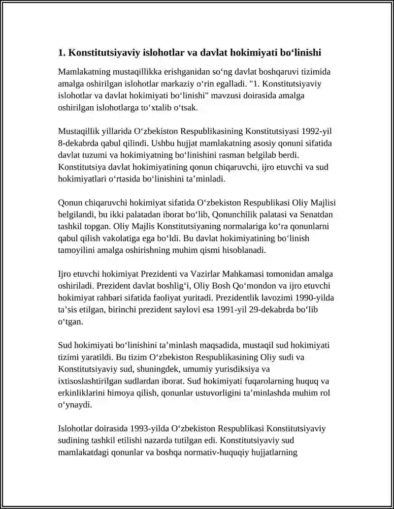 MUSTAQILLIK YILLARIDA DAVLAT BOSHGARUVI TIZIMIDA AMALGA OSHIRILGAN ISLOHOTLAR 3