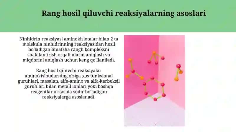 Aminokislotalarning rang hosil qilish reaksiyalari 3
