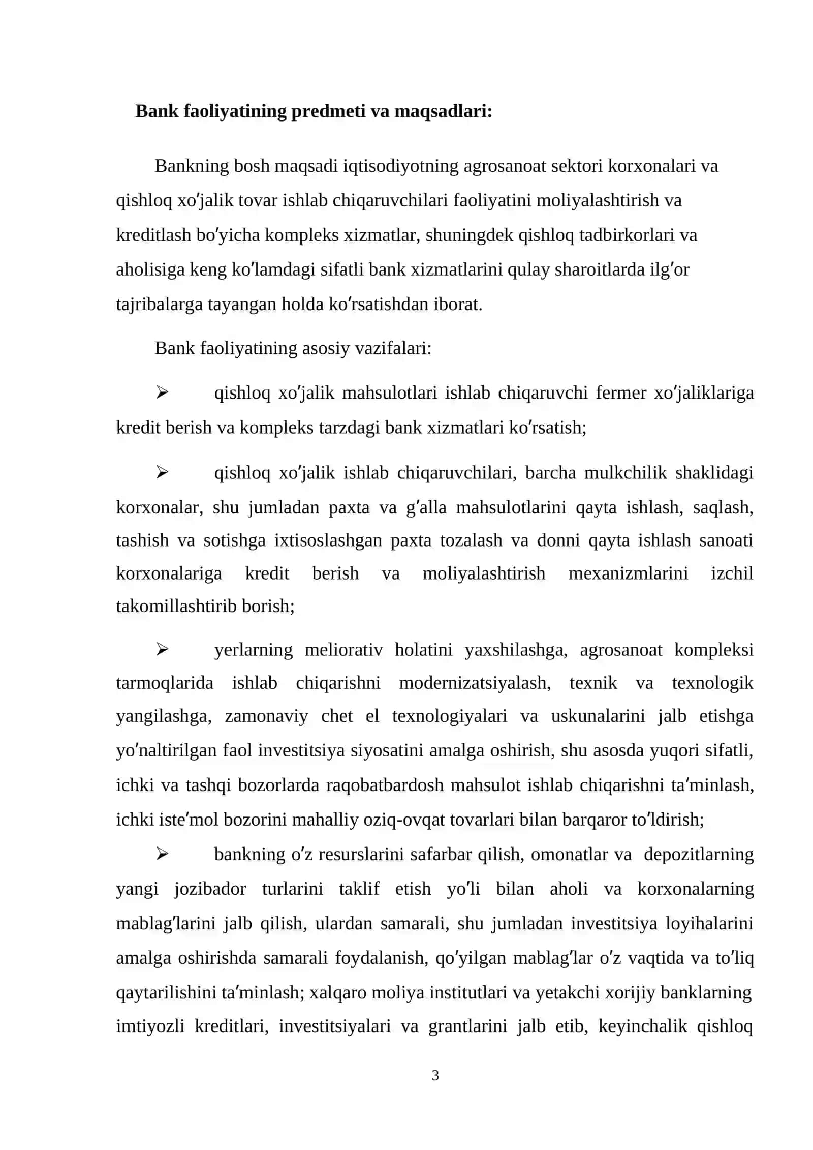 «Agrobank» ATB faoliyatining umumiy tavsifi 3