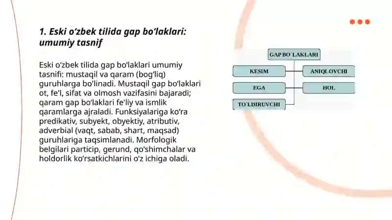 Eski oʻzbek tilida gap boʻlaklari 3