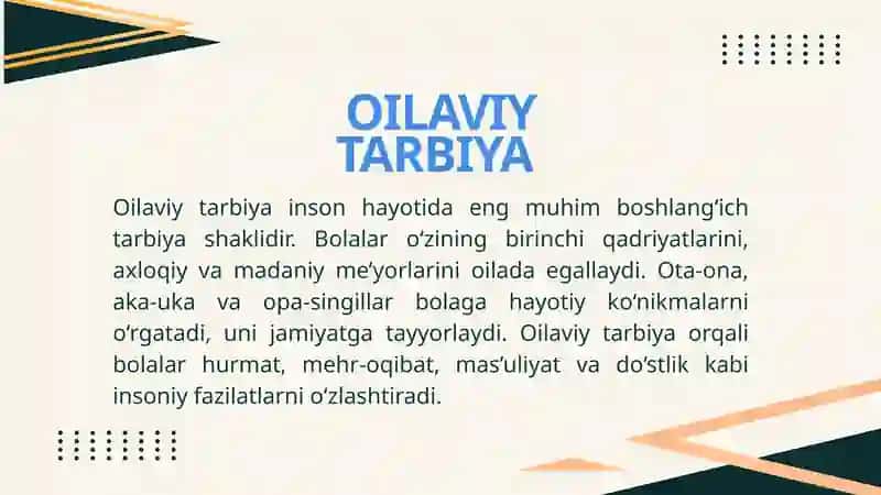 MAVZU: TARBIYA TURLARI 3