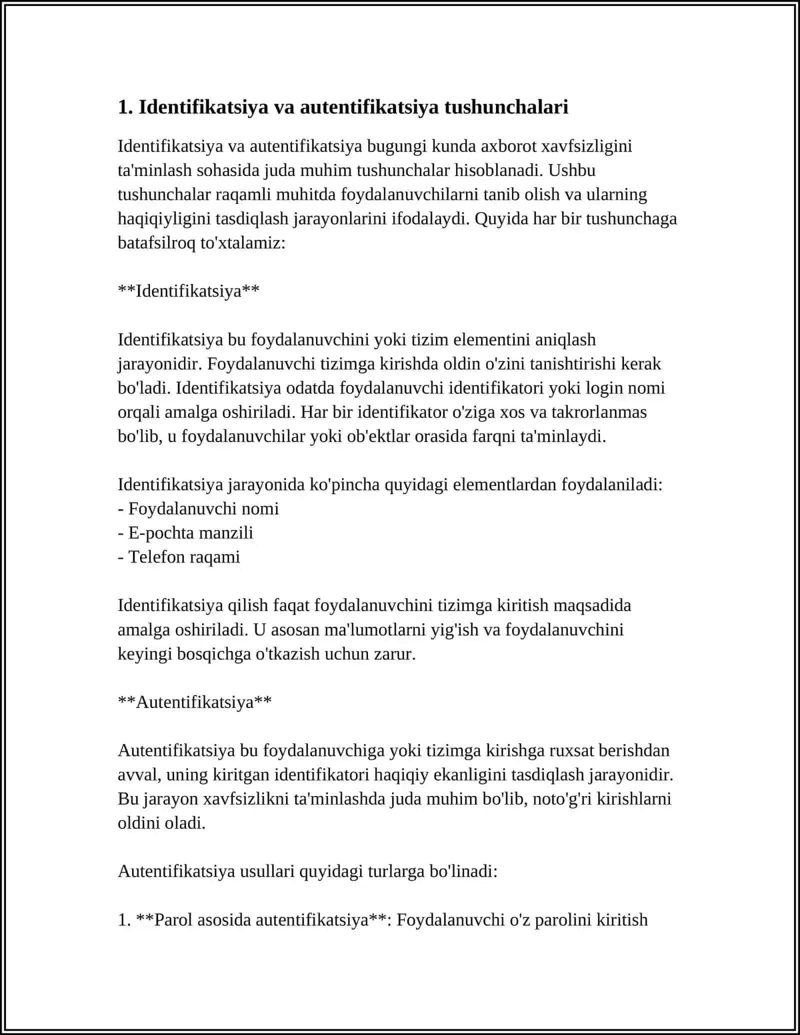IDENTIFIKATSIYA VA AUTENTIFIKATSIYA TUSHUNCHASI VA VAZIFALARI 3