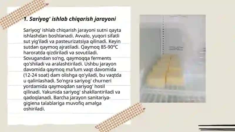 Pishloq va sariyog' ishlab chiqarish texnologiyalasi 3