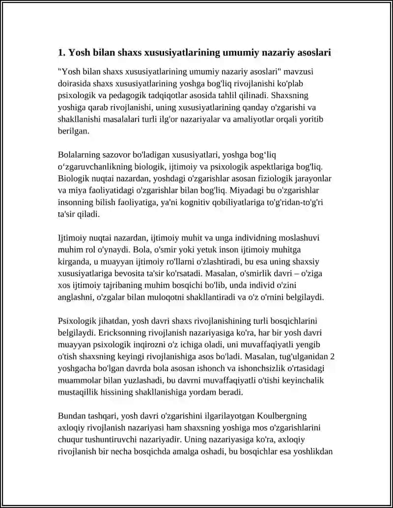Yosh bilan Shaxs Xususiyatlarini Yoshga Bog'liq Rivojlanish Xususiyatlar 3