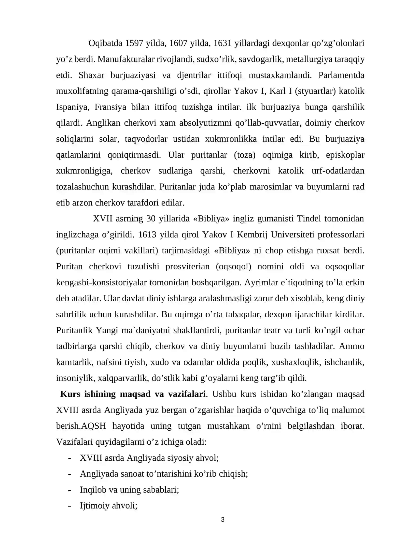 XVIII asrning birinchi yarmida Angliyaning ijtimoiy-iqtisodiy va siyosiy rivojlanishi 3