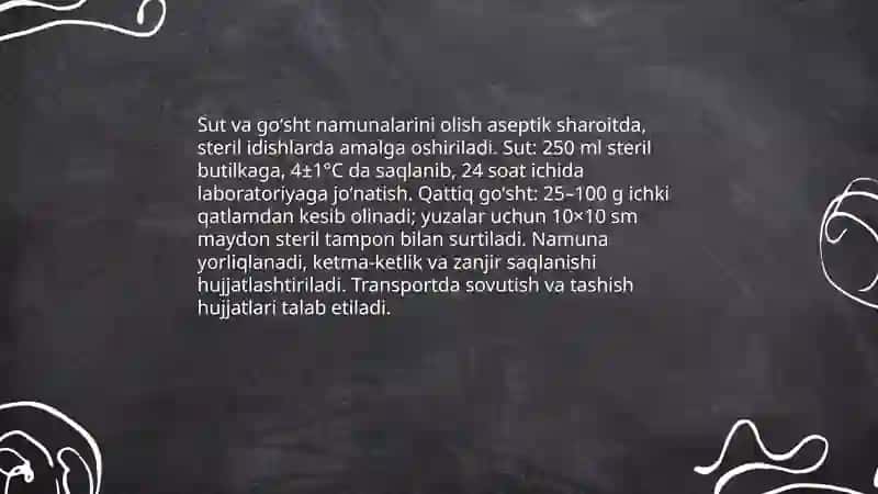 Sut va go'sht mahsulotlariga sanitar baho berish 3