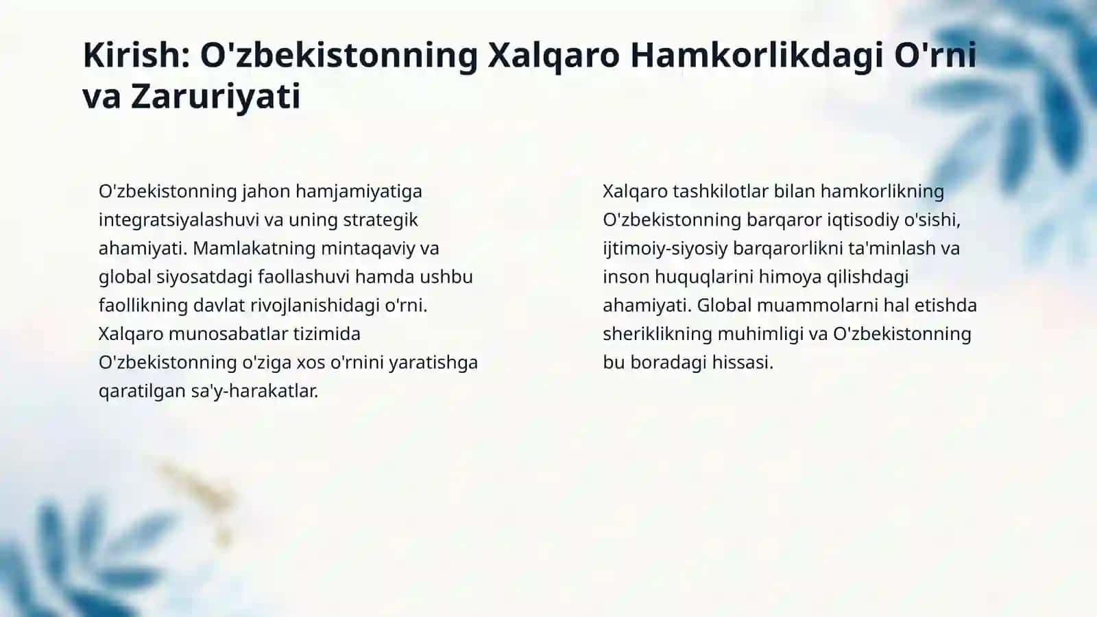O'zbekistonning xalqaro tashkilotlar bilan hamkorlik aloqalari 3