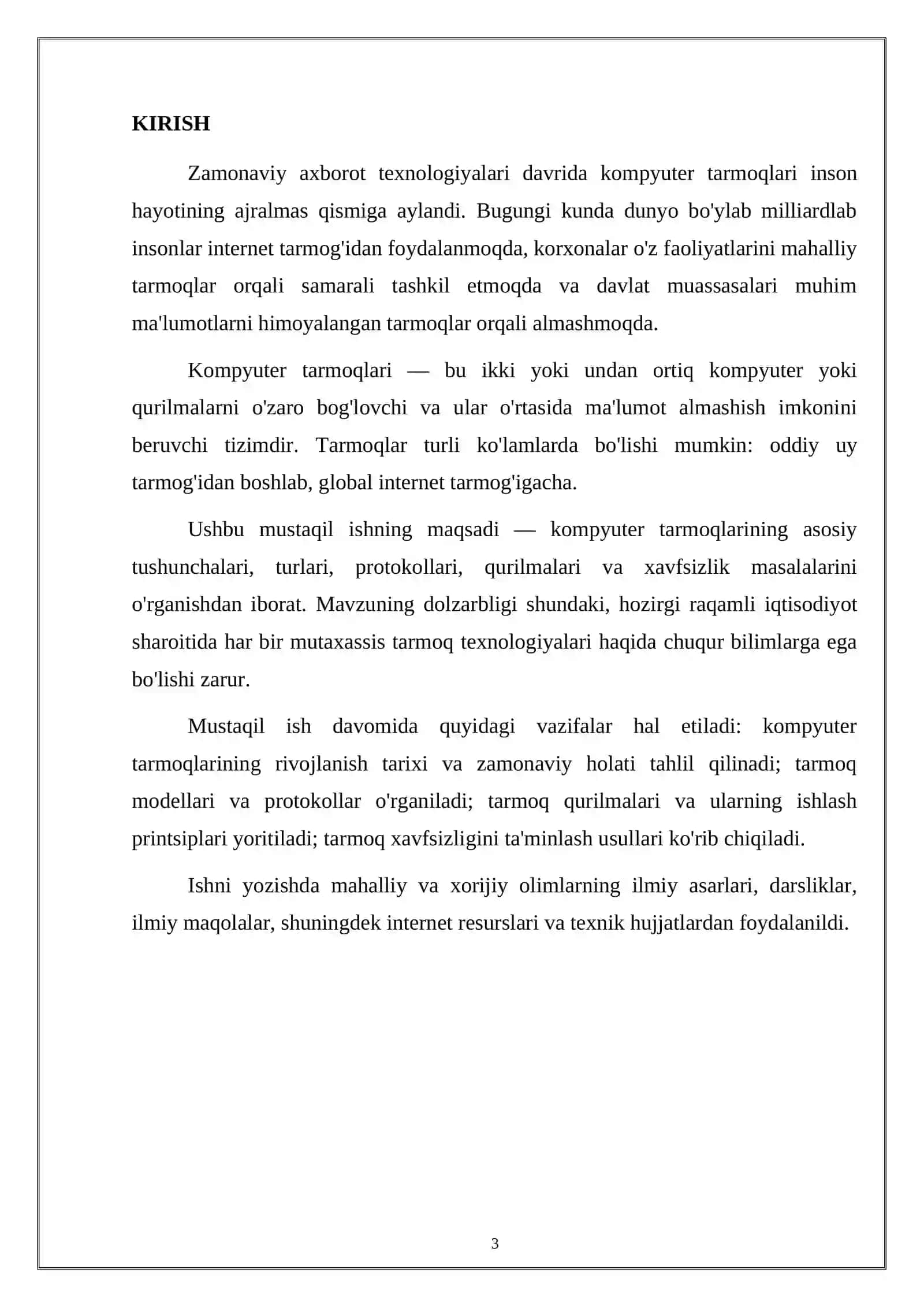 Kompyuter tarmoqlari xavfsizligi: 2026-yilgi yangi mustaqil ish (13 bet) 3