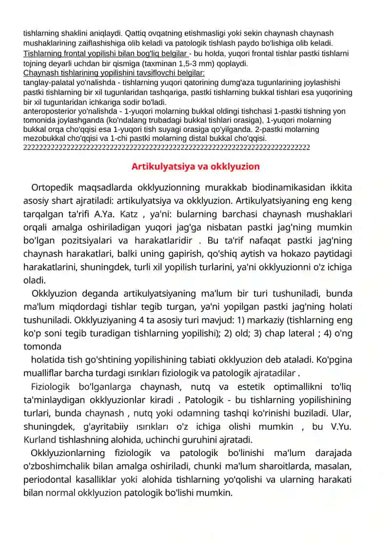 Okklyuziya va artikulyatsiya 3