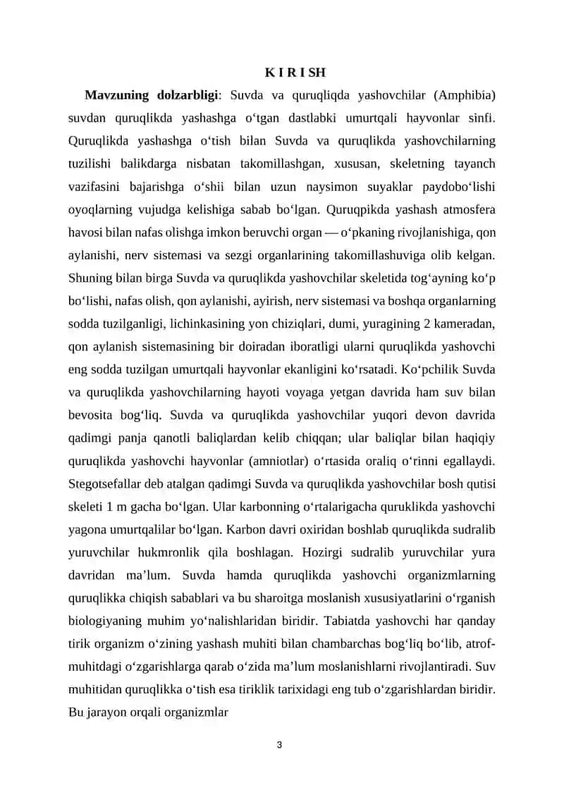 Suvda hamda quruqlikda yashovchilar: quruqlikka chiqish sabablari va moslanish xususiyatlari 3