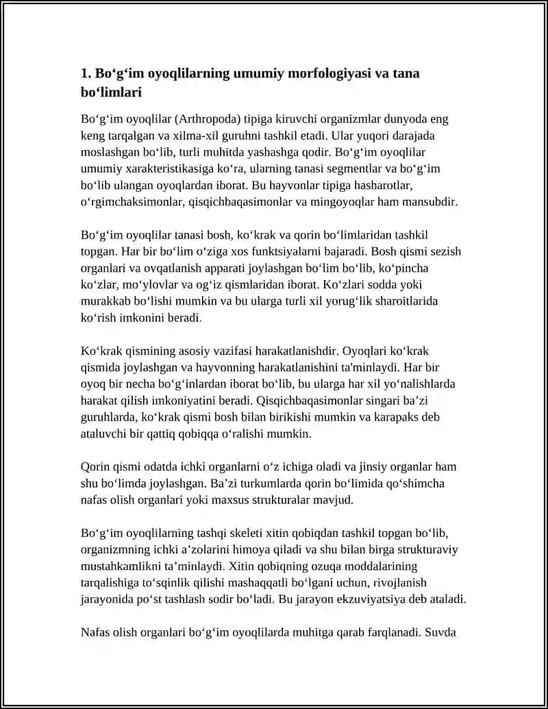 BOʻGʻIM OYOQLILAR TIPI VAKILLARINING UMUMIY TAVSIFI VA KLASSIFIKATSIYASI 3