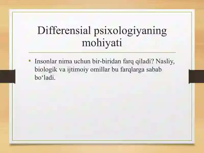 Diferansiyel psixologiya individual farqlar haqidagi fan sifatida 3