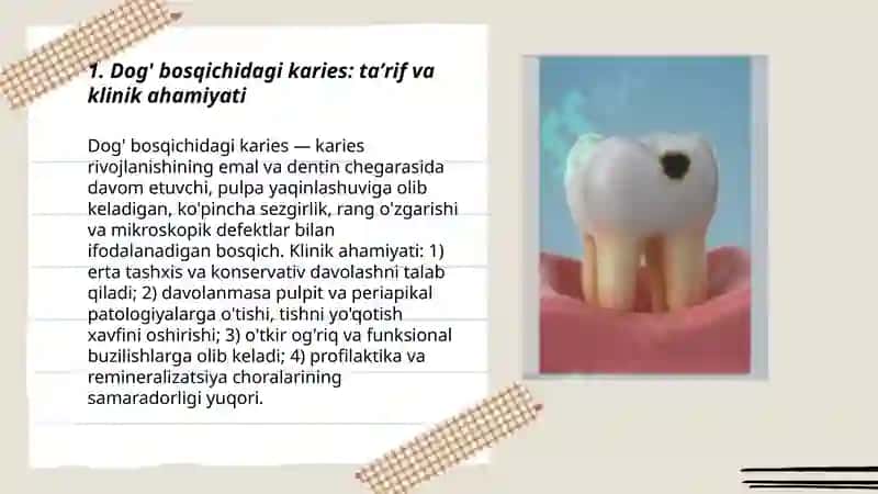 Dog' bosqichidagi karies 3