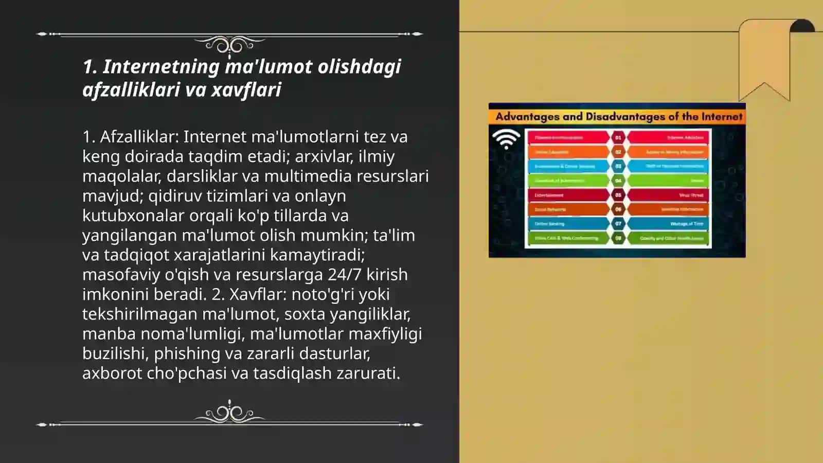 Internetning ma'lumot olishdagi afzalliklari va xavflari 3