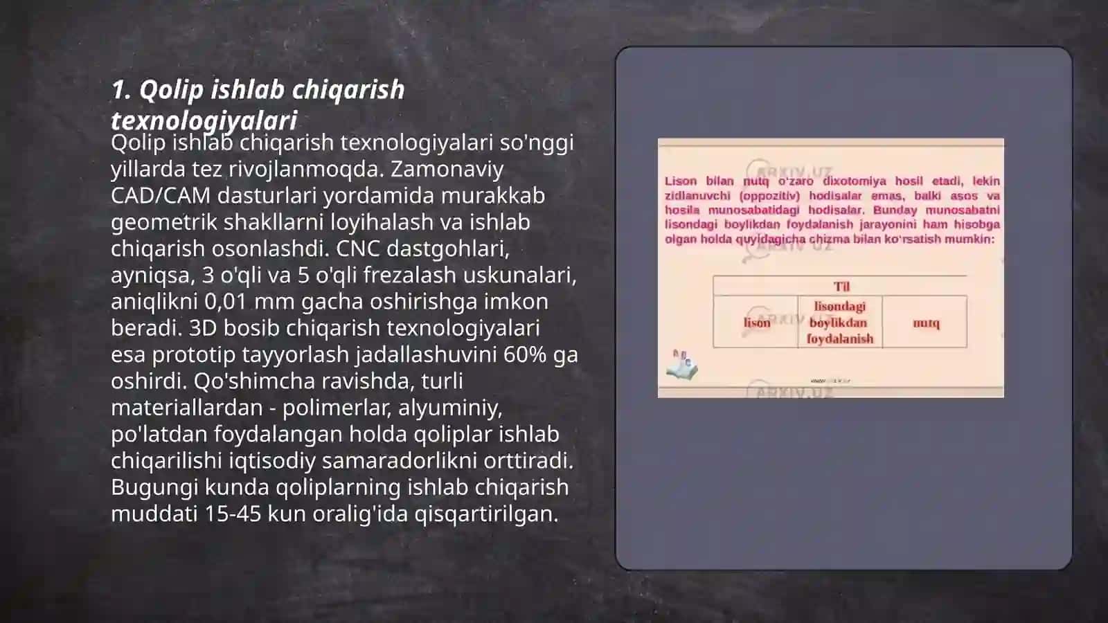Qolip va hosila munosabati 3