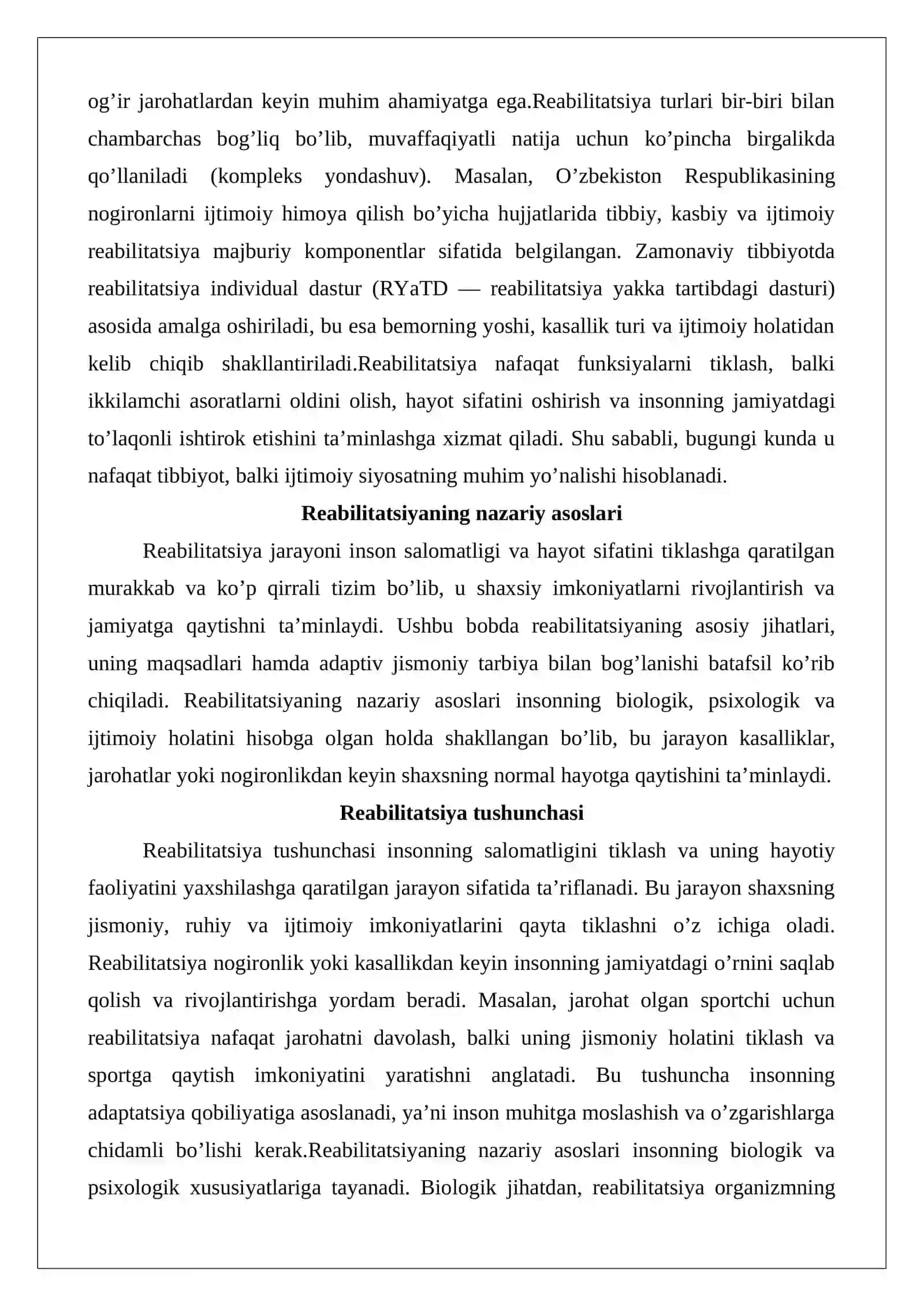 Reabilitatsiya turlarining tasnifi 3