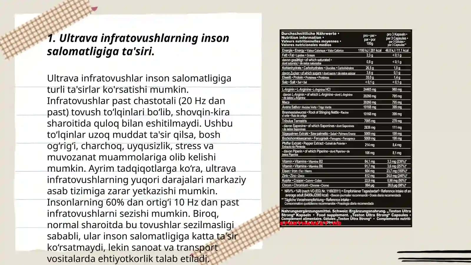 Ultra va infratovushlarning inson va organizmiga zararli ta'siri. Yuzaga kelish manbalari va sabablari.Muhofazalash manbalari 3
