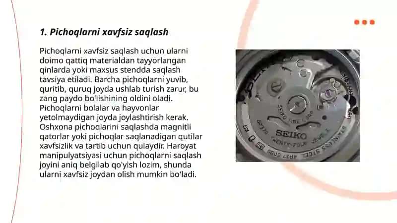 Texnologiya darslarida pichoqdan foydalanish qoidalari 3
