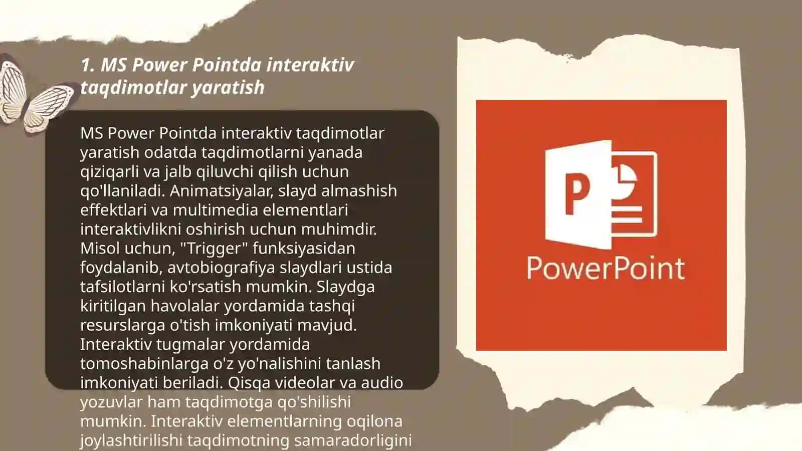 MS Power Pointda oʻrgatuvchi-interaktiv taqdimotlar yaratish 3