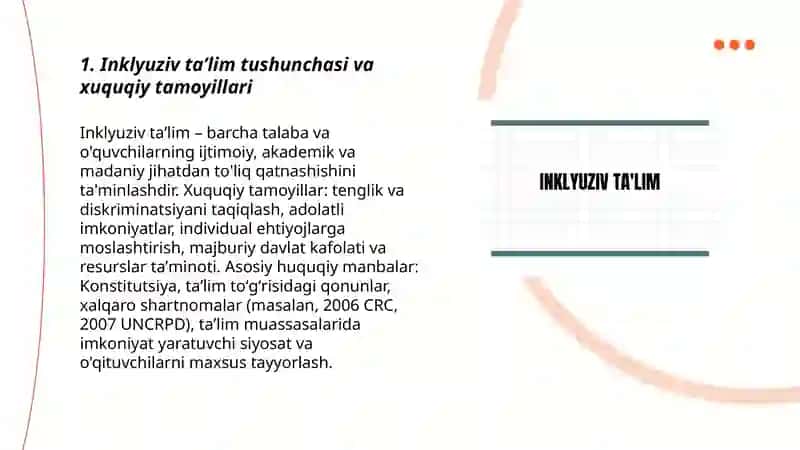 Inklyuziv taʼlimning xuquqiy asoslari 3