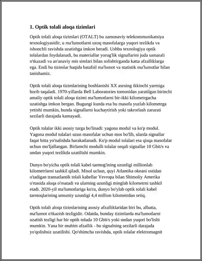 Optik tolali aloqa tizimlari 3