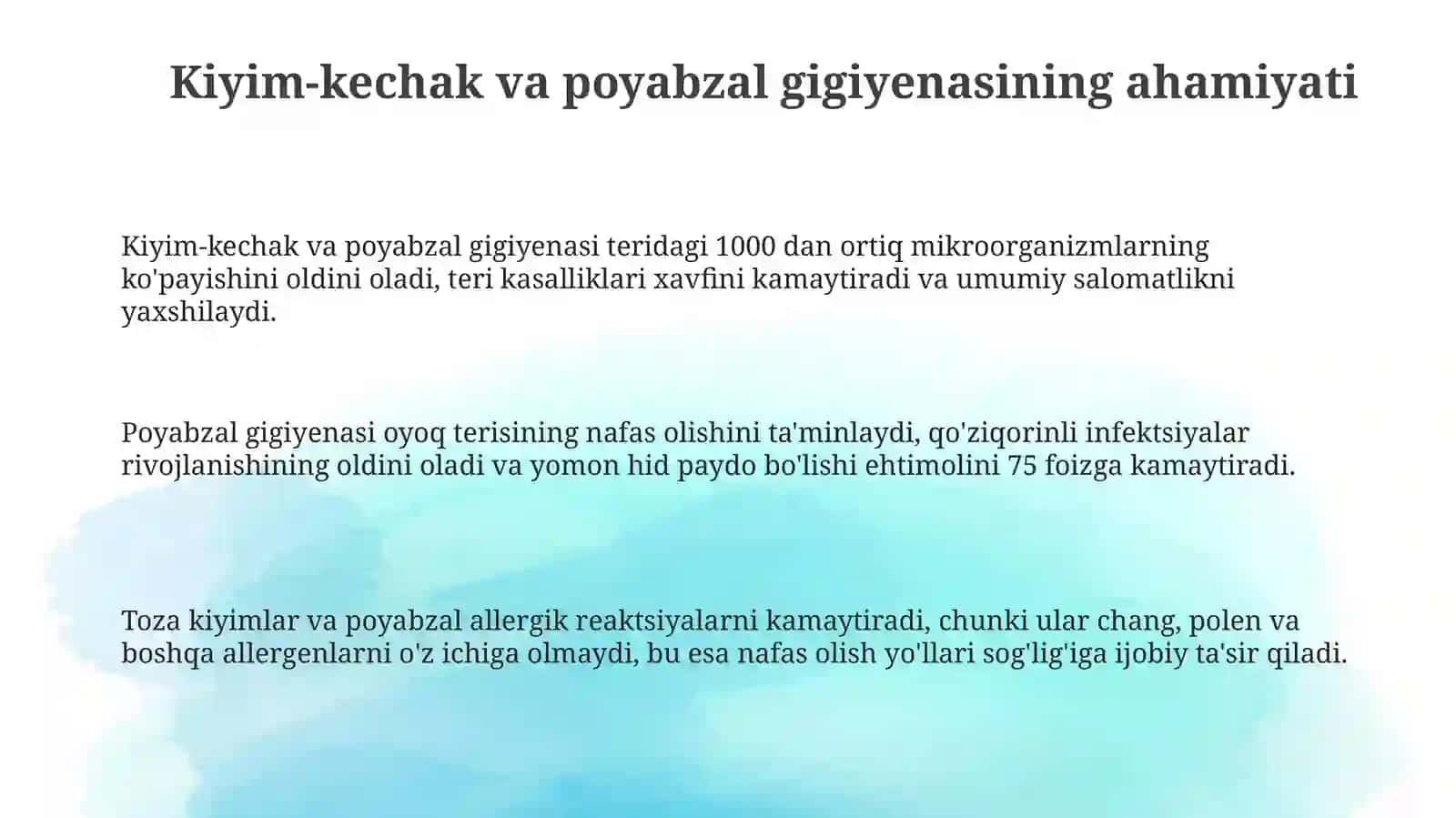Kiyim-boshlar va oyoq kiyimlari gigiyenasi 3