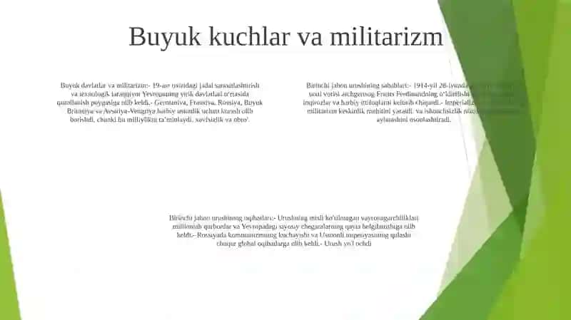Birinchi Jahon Urushi Sabablari Va Oqibatlari 3