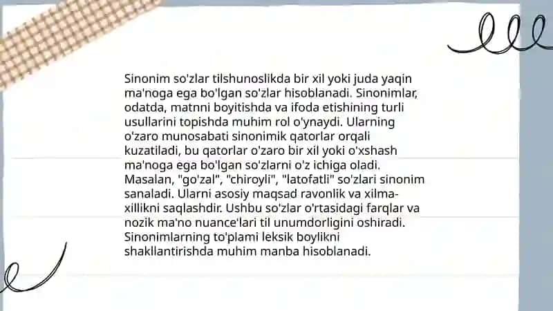 Sinonimlar va ularning munosabatlari 3
