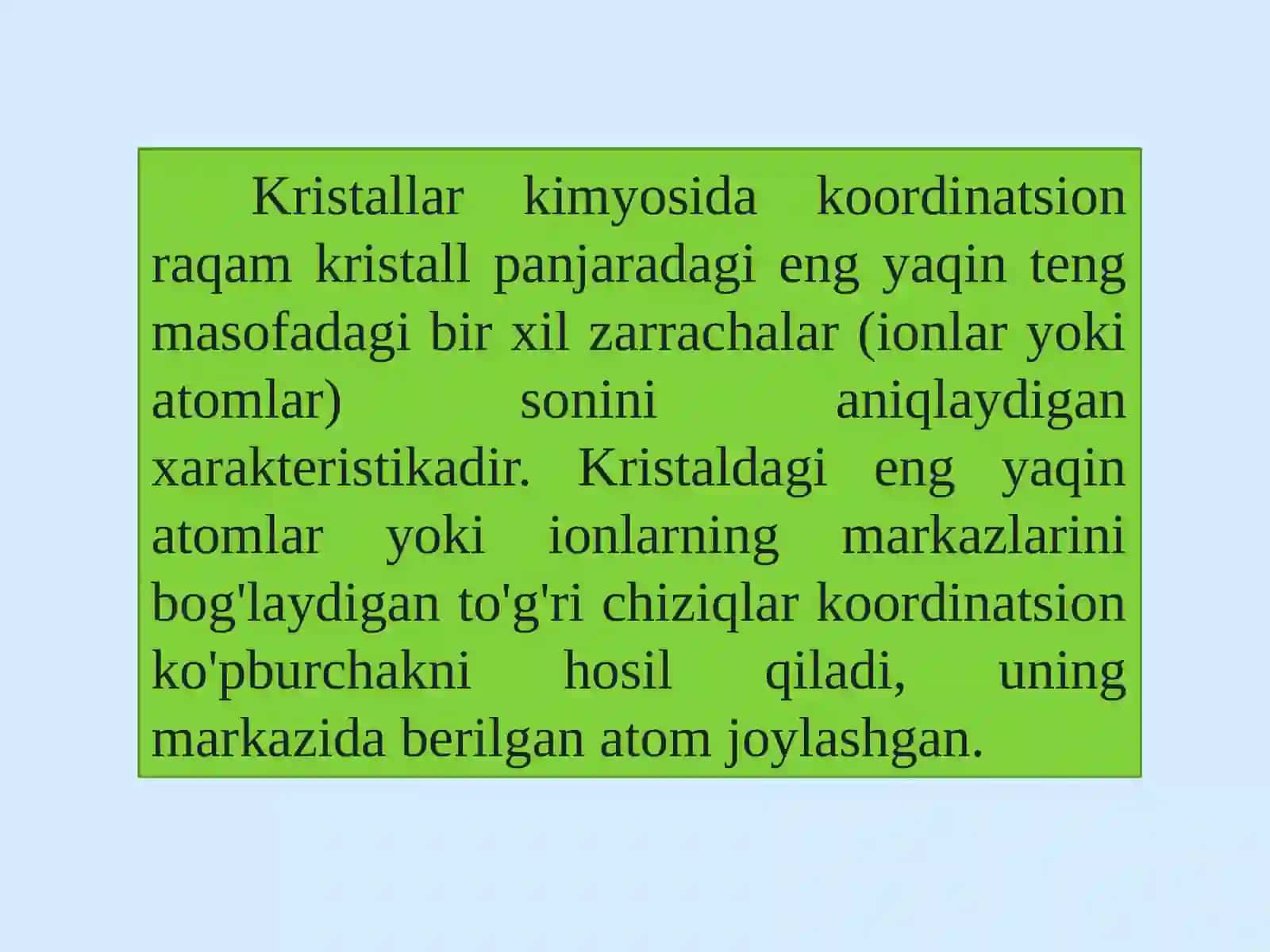 Kristall yacheyka korrdenatsion sonini aniqlash 3