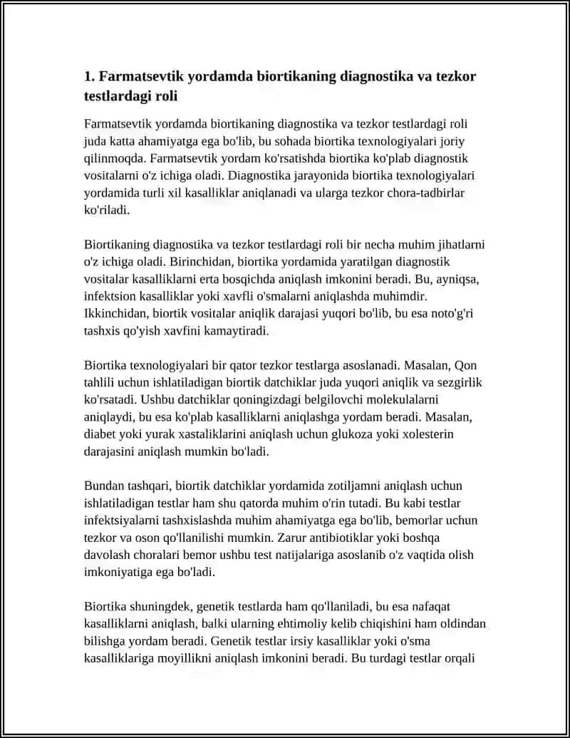 FARMASEVTIK YORDAM KORSATISHDA BIORTIKANING VAZIFALARI 3