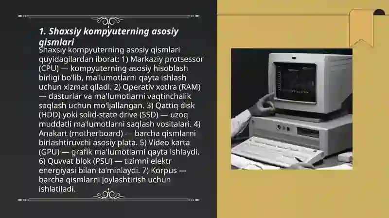 Shaxsiy kompyuterni tuzilishi va arxitekturasi 3