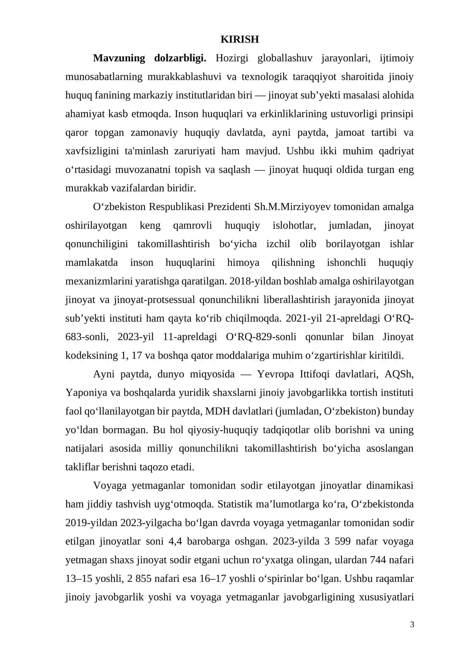 JINOYAT SUB’YEKTI O‘ZBEKISTON RESPUBLIKASI VA XORIJIY JINOYAT HUQUQIDA 3