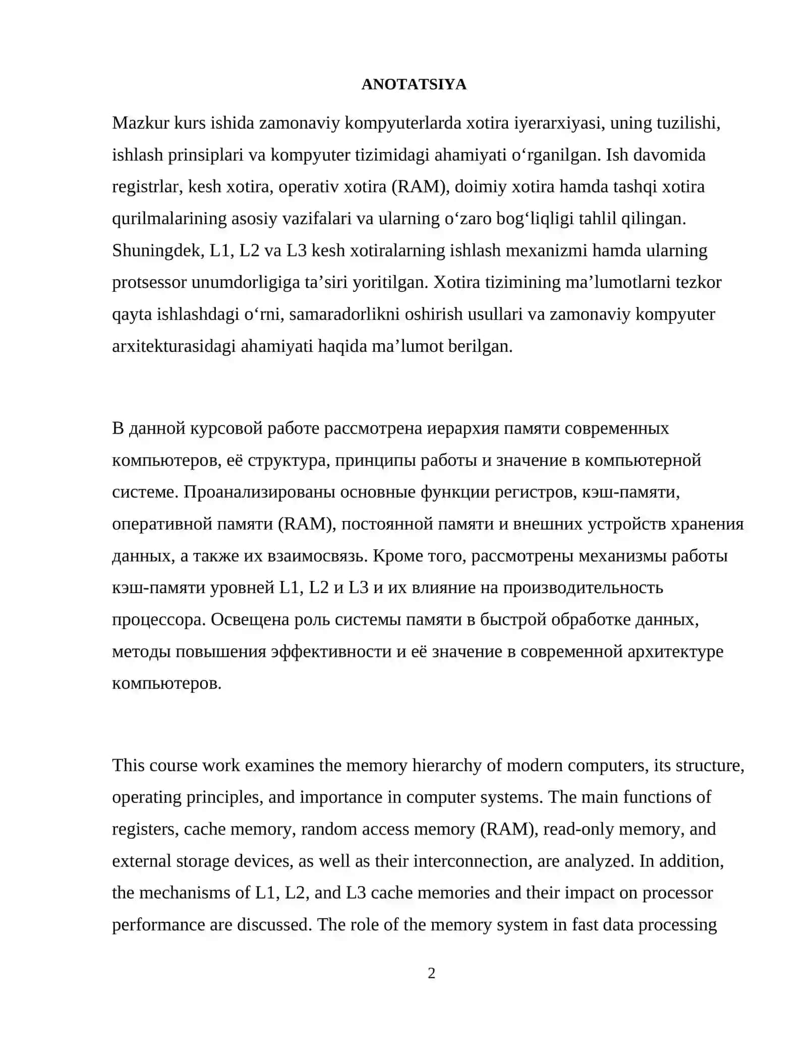 Zamonaviy Kompyuterlarda Xotira iyerarxiyasi 3
