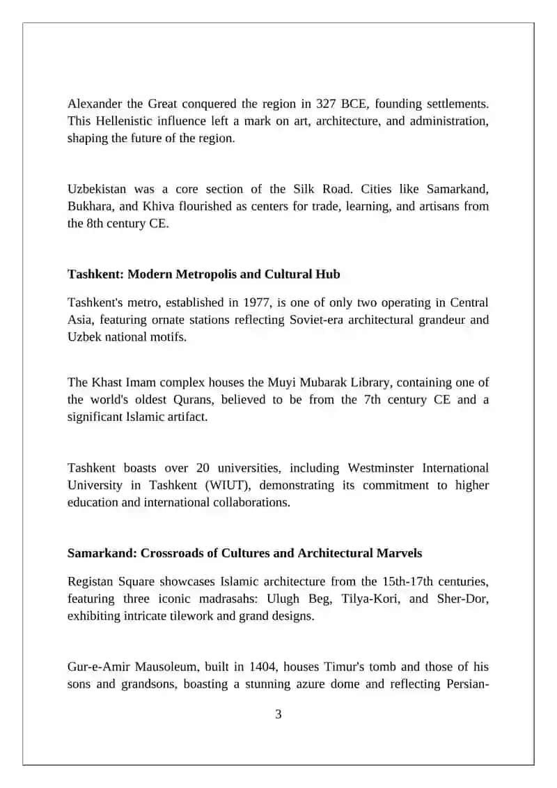 MUSTAQIL ISH "Discover Uzbekistan" 3