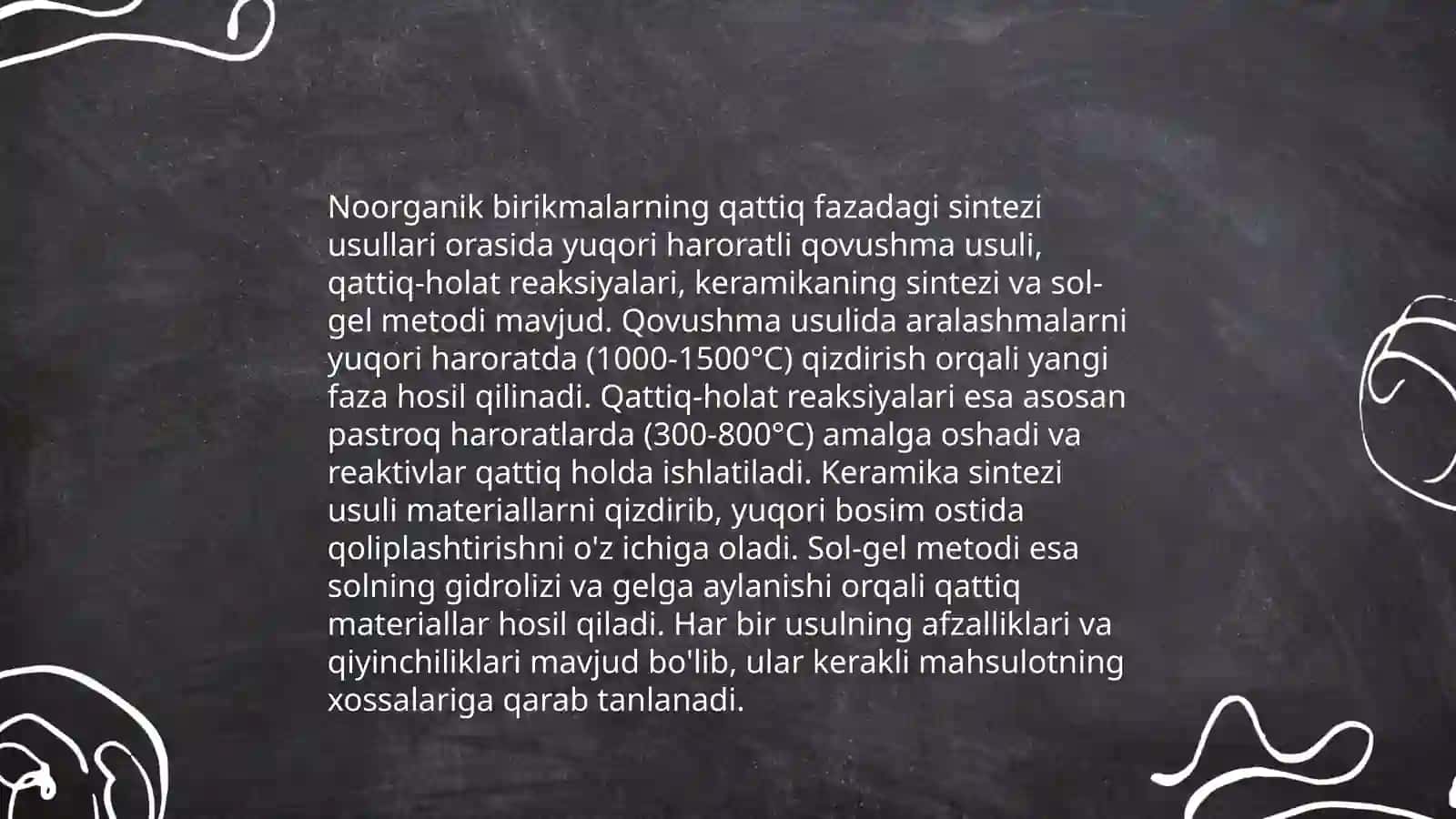 Noorganik birikmalarning qattiq fazadagi sintezi 3