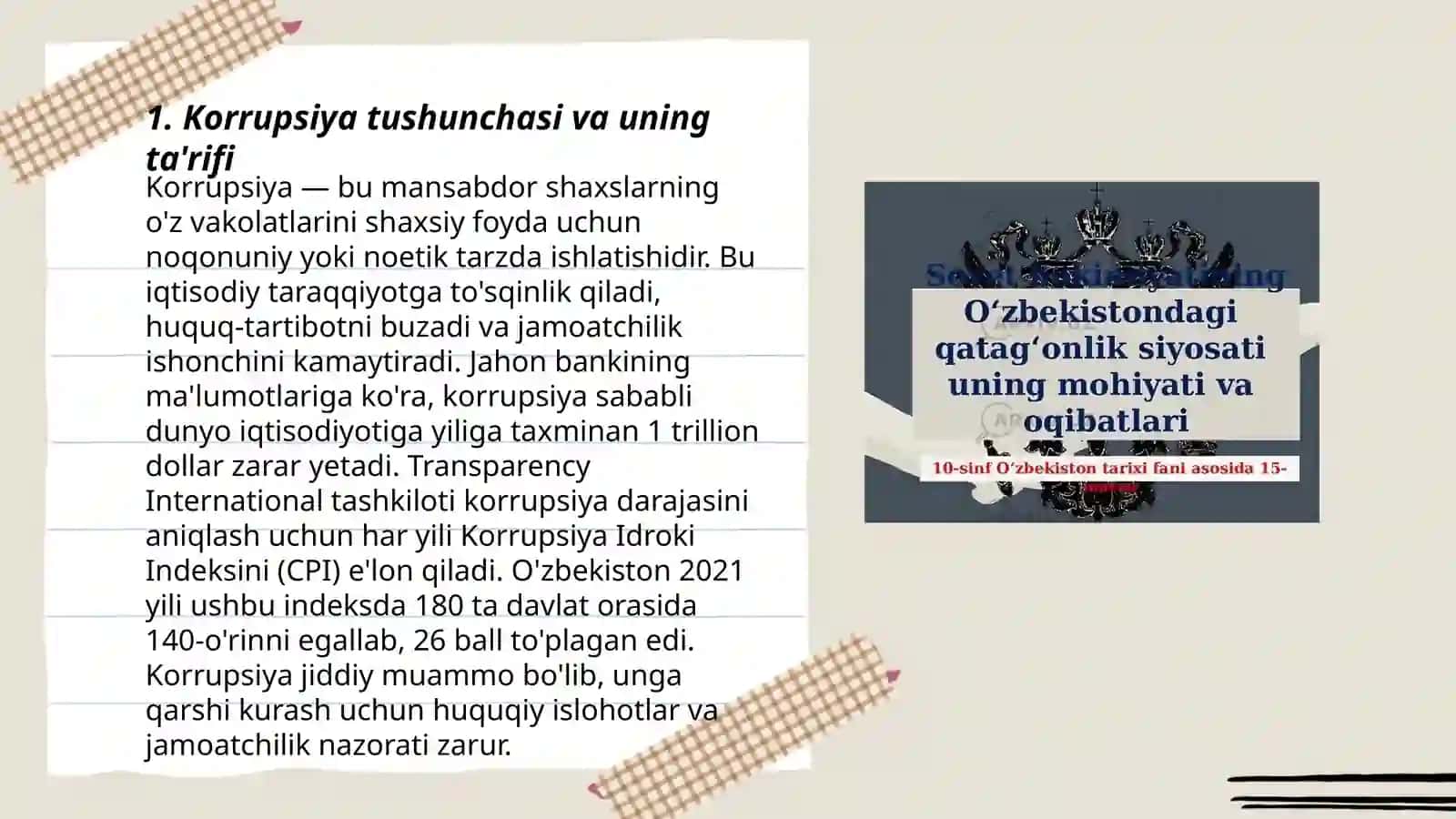 Korrupsiyaning mohiyati va uning oqibatlari vidyo rolik tayorlash 3