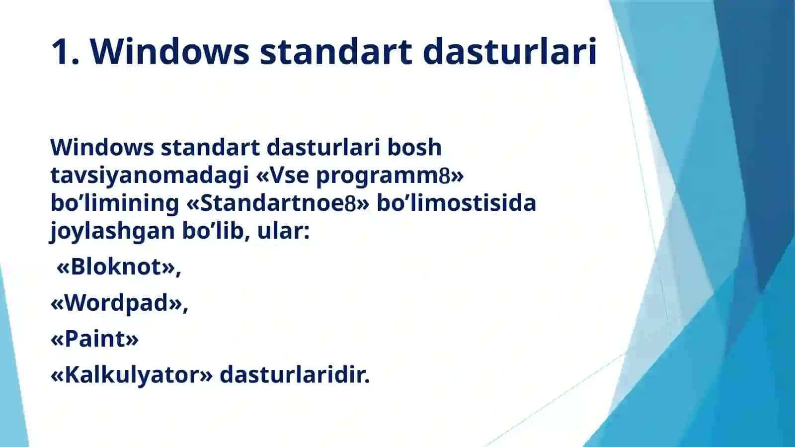 Standart amaliy dasturlar.Office 2010 Imkoniyatlari va unda ishlash 3