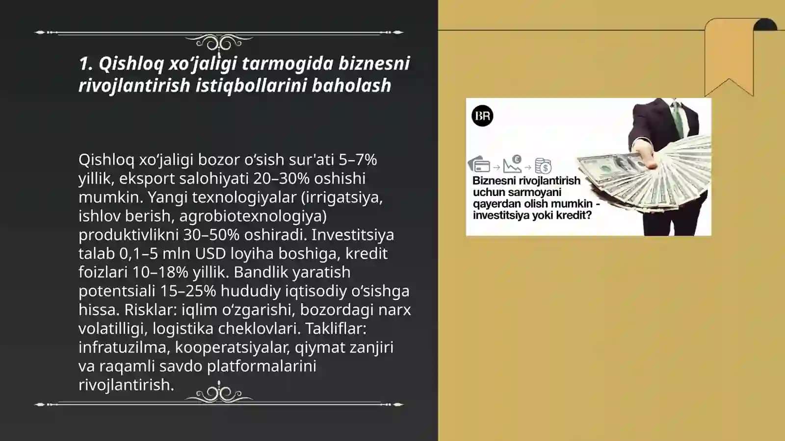 Turli tarmoqlarda biznesni rivojlantirish istiqbollari baholash 3