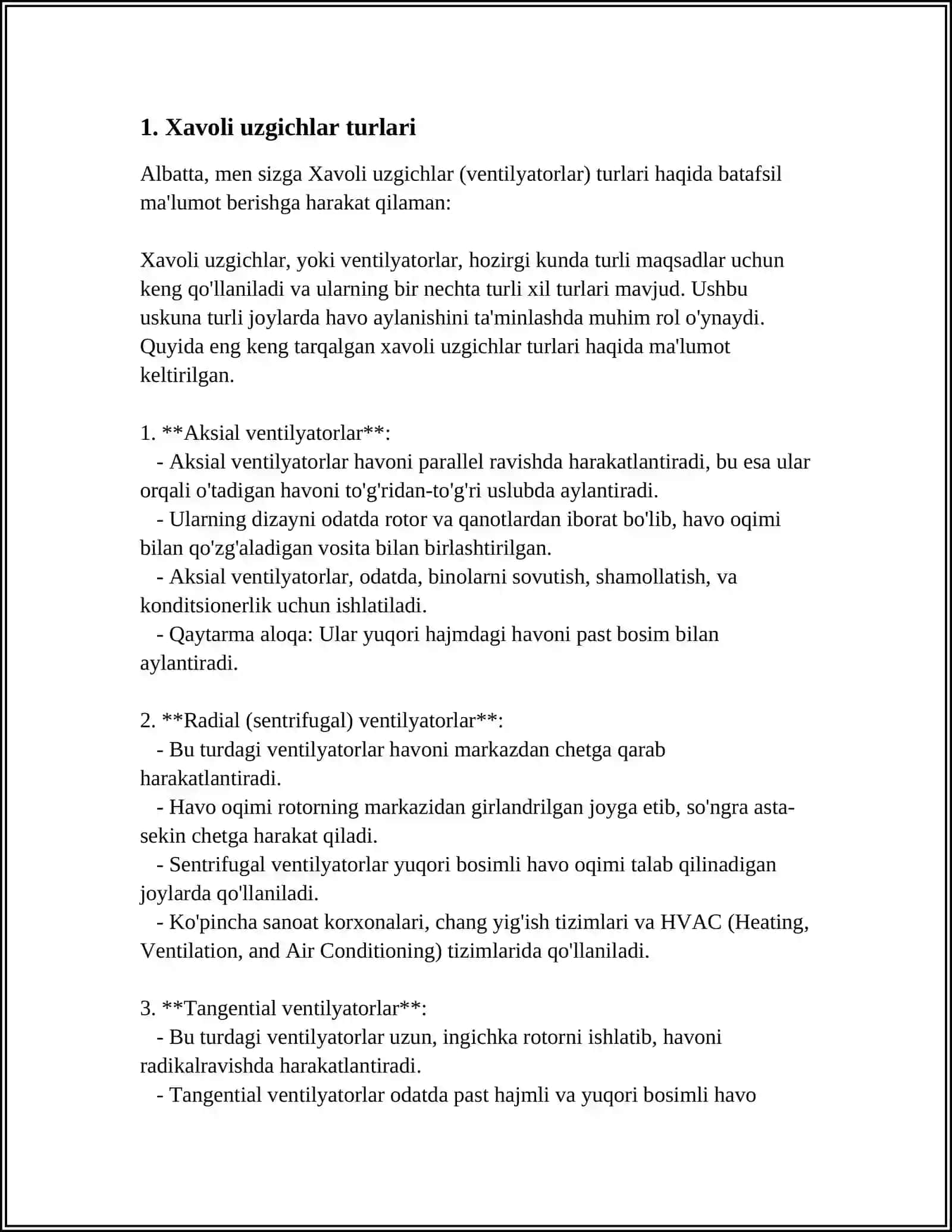 Xavoli Uzgichlar (Ventilyatorlar) 3