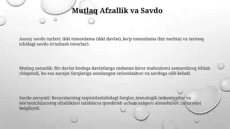 Xalqaro savdoning zaruriyati va uning asosiy ko'rinishlari 3