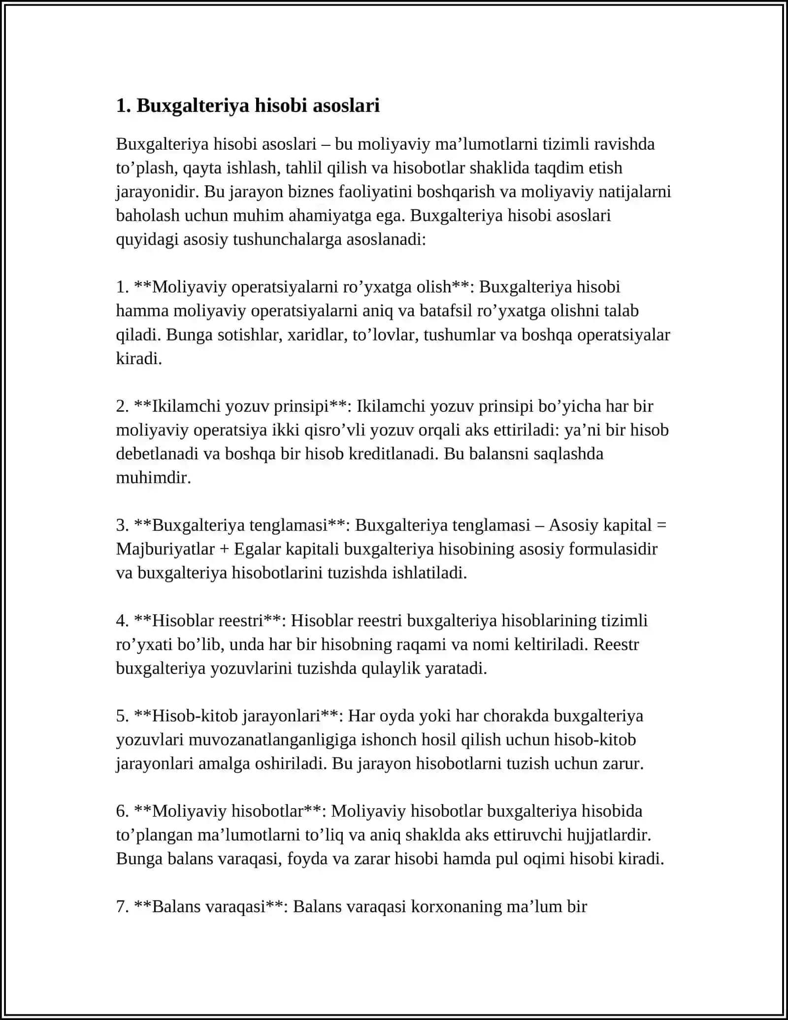 MUSTAQIL ISH Mavzu: BUXGALTERIYA HISOBI TUSHUNCHASI 3
