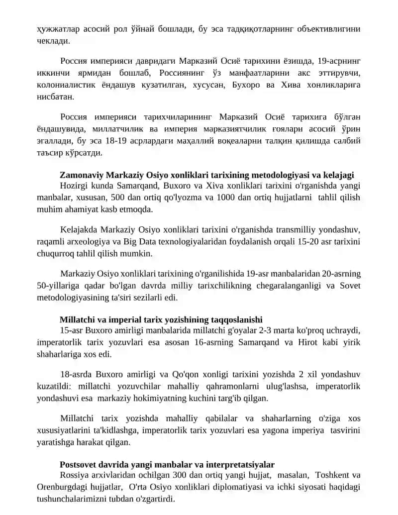 O’rta Osiyo xonliklari davri tarixi tarixshunosligi 3