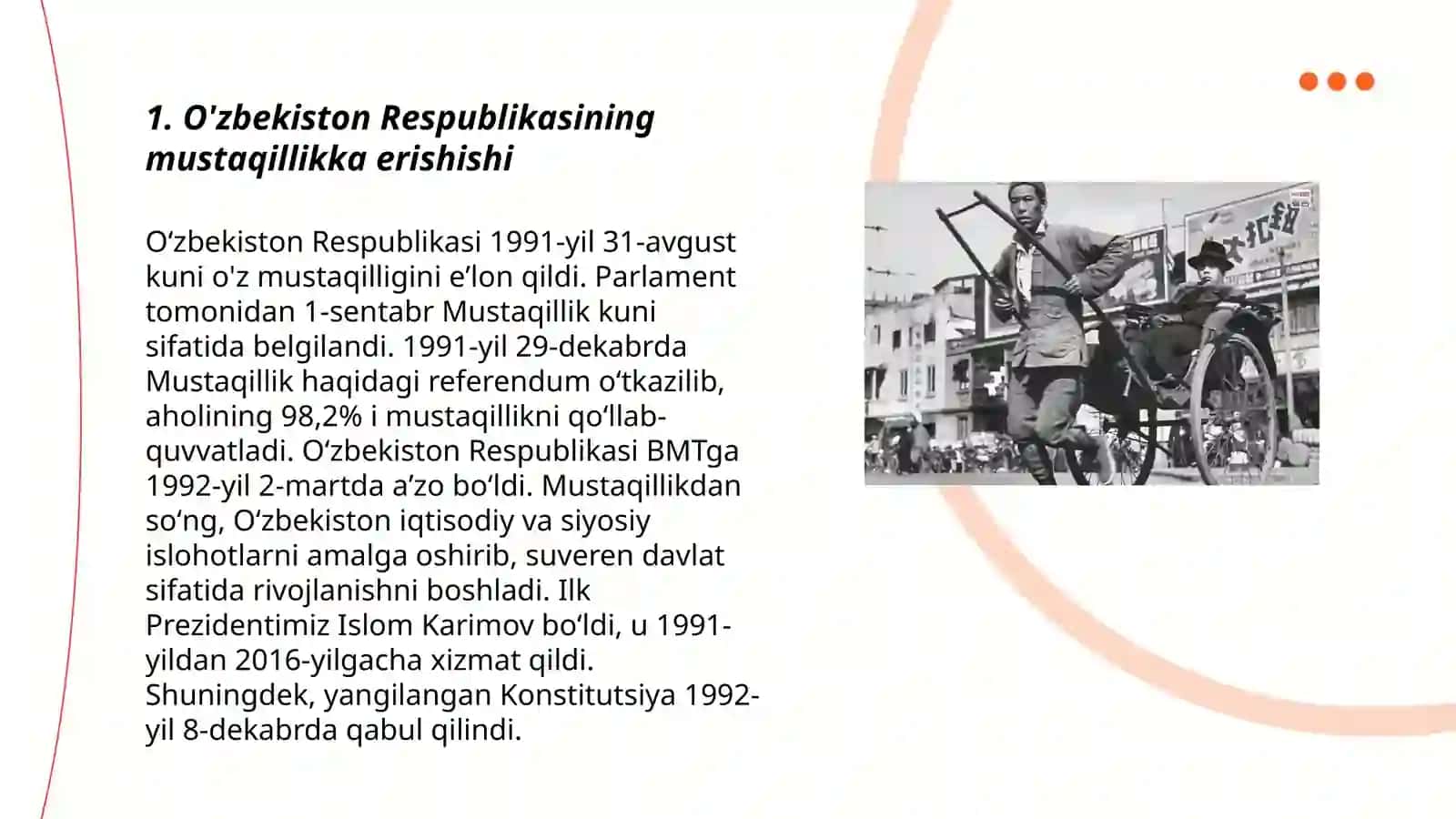 Mustaqil O'zbekiston Respublikasining tashkil topishi va tarixiy ahamiyati 3