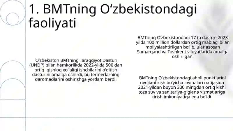 O'zbekistonning BMT bilan hamkorligi 3
