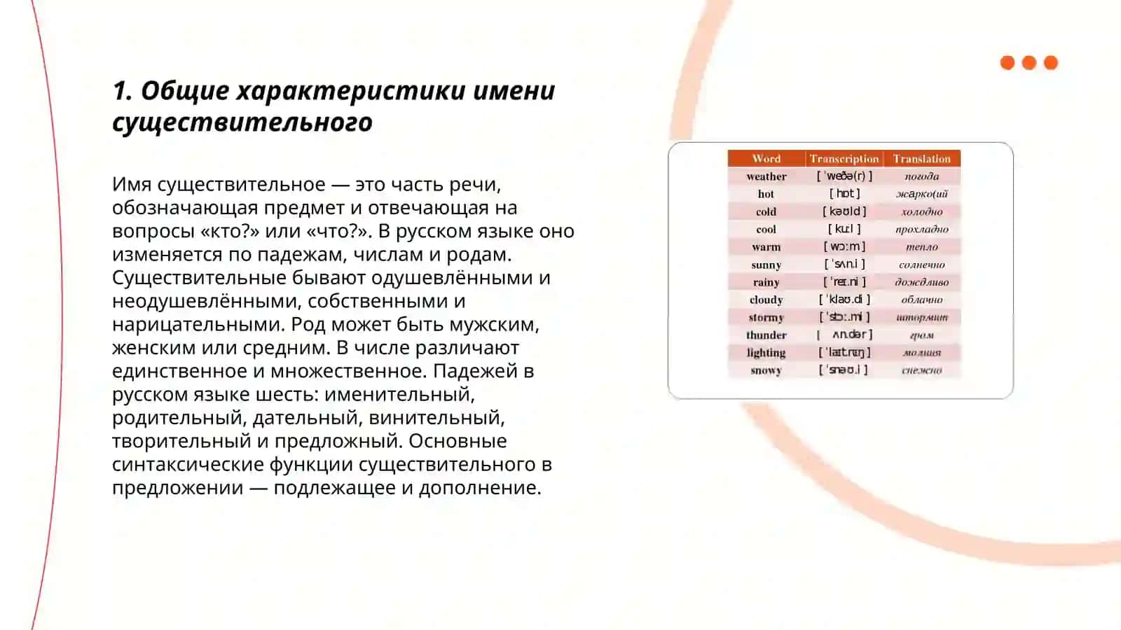 Общие характеристики имени существительного 3