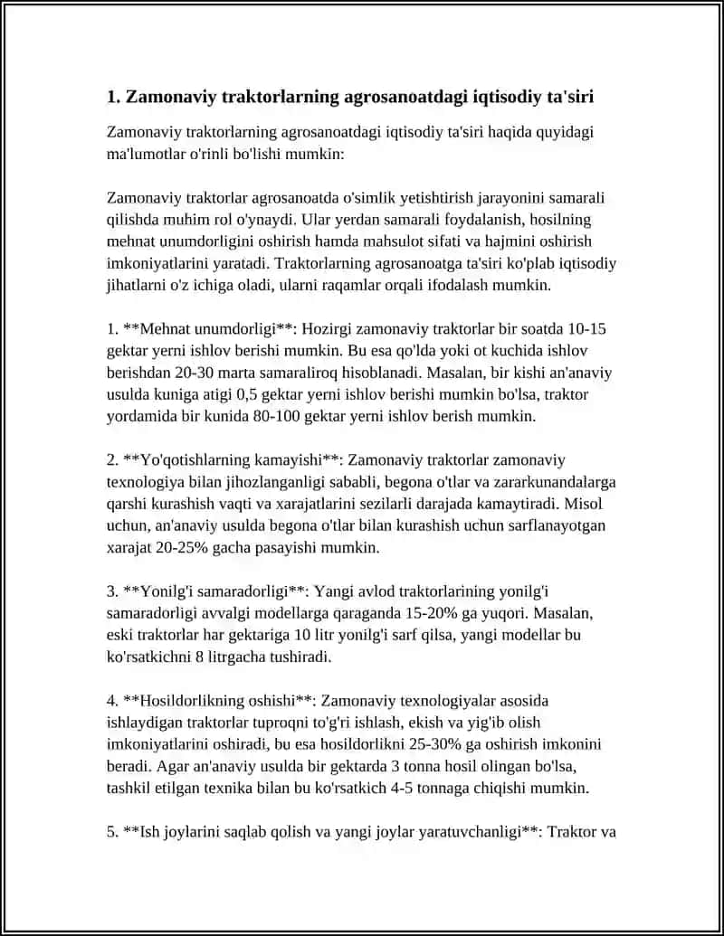 Zamonaviy Agrosanoatda Traktorlarning Tutgan O'rni 3