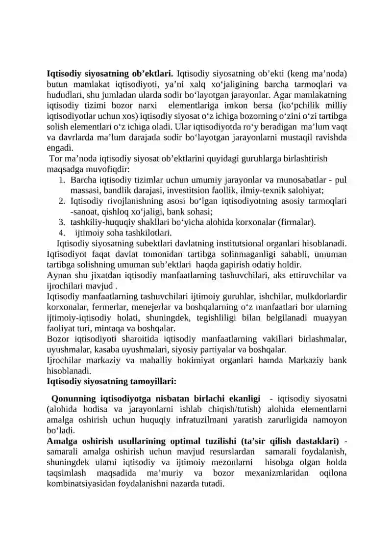 IQTISODIYOT, BOZOR VA IQTISODIY SIYOSAT 3