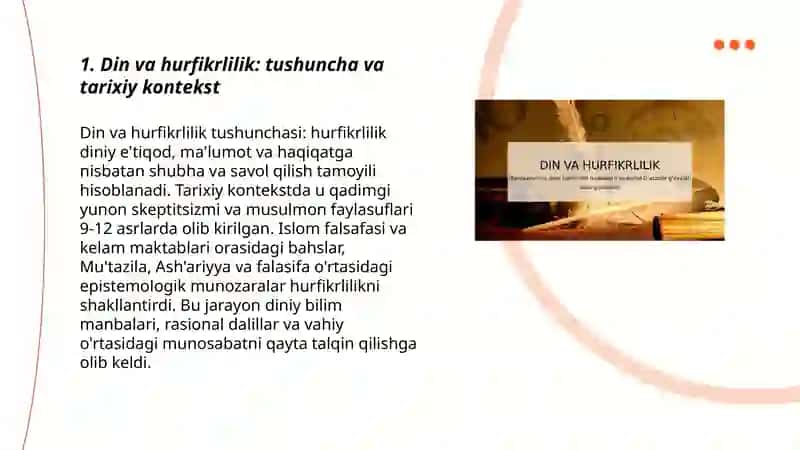 Din va hurfikrlilik. Beruniyning va G'azzoliyning diniy hurfikrlilik borasidagi g'oyalari 3