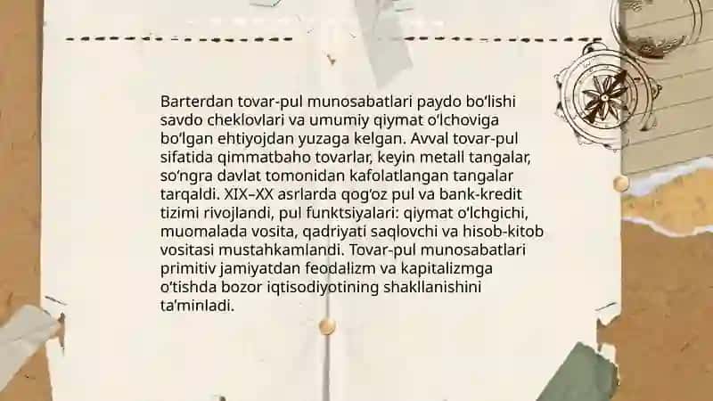 Tovar pul munosabati rivojlanishi bozor iqtisodiyoti shakilanishi 3